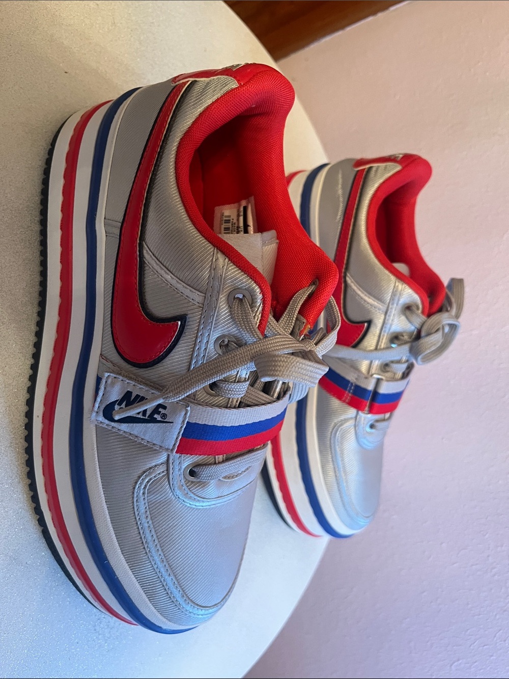Nike Vandal 2K metallic  Silver platform Red & Blue sneakers 10